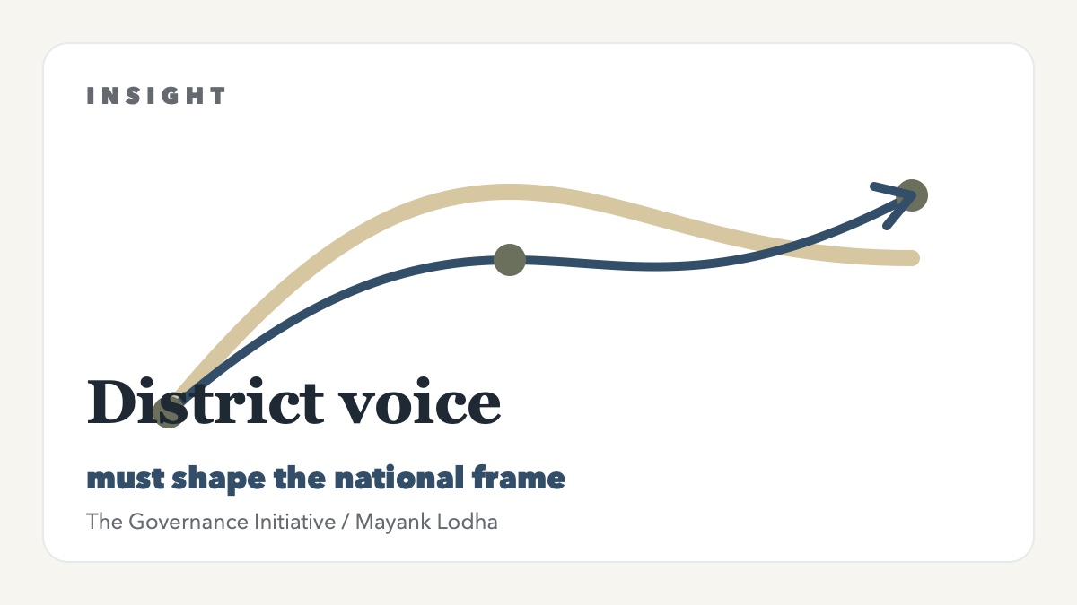 TGI cover visual showing district voice moving upward into a larger national planning frame.