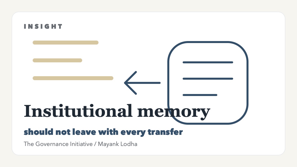 TGI cover visual for an insight on institutional memory staying within district administrations across leadership transfers.